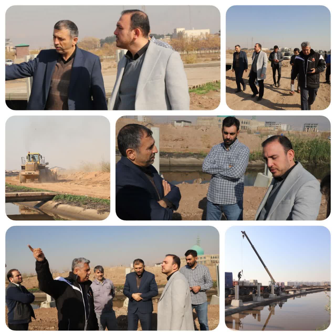 بازدید قاضی القضات بخش خاوران از روند اجرای حفاظ پیرامونی کانال آب