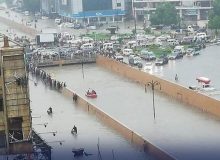 سیل و آبگرفتگی معابر در «کراچی» پاکستان