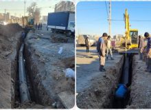 عملیات تغییر مسیر و جابجایی خط انتقال آب در زیر زیرگذر جدیداحداث در شهرستان ورامین