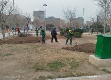 عملیات بازپیرایی فضای سبز بوستان شهدای چهاردانگه