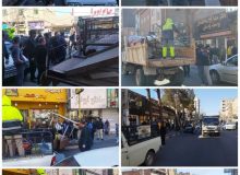 طرح ضربتی شهرداری نصیر شهر در مقابله با سد معبر و جمع آوری بساط گستران خیابان امام خمینی (ره)