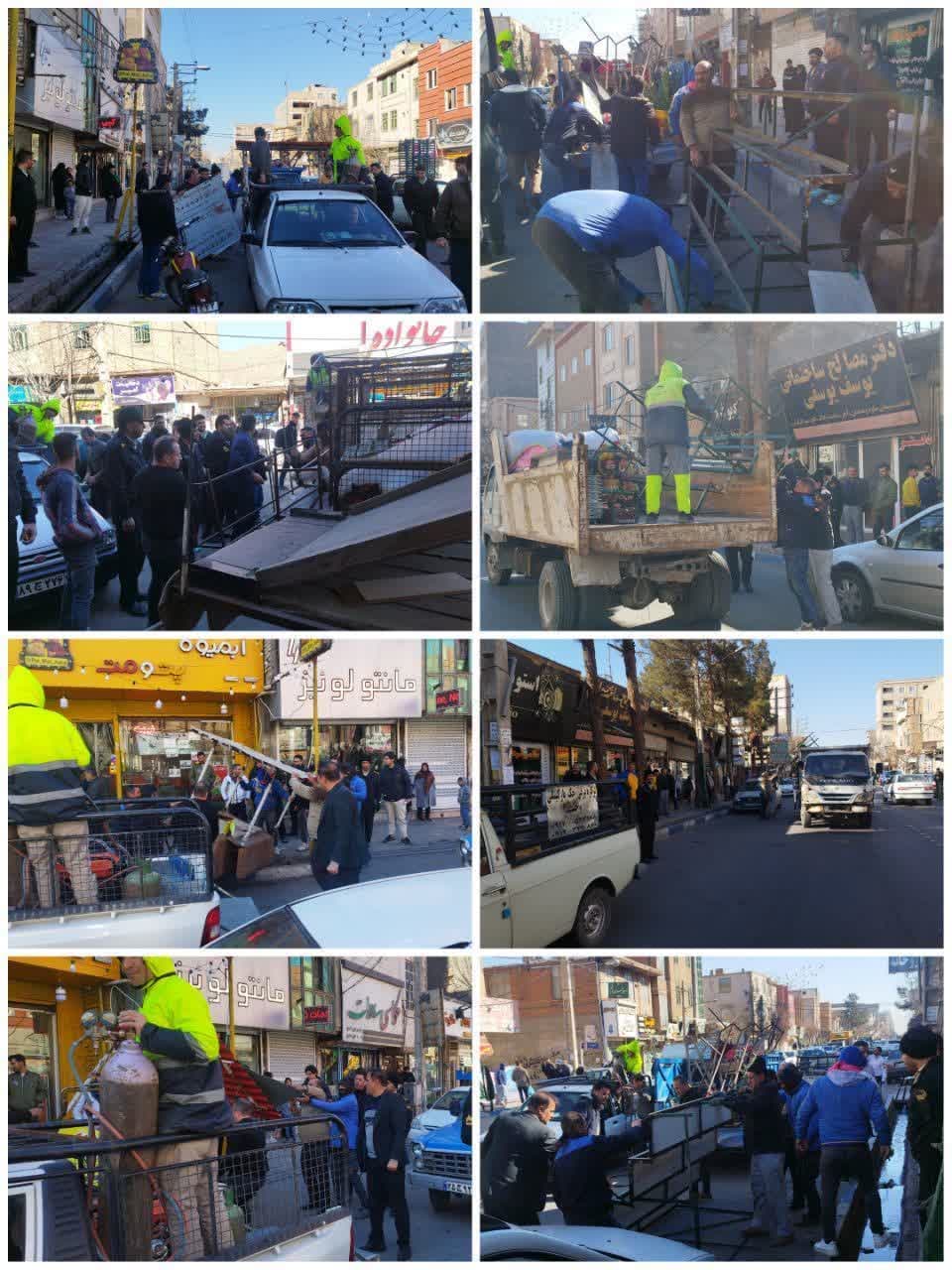 طرح ضربتی شهرداری نصیر شهر در مقابله با سد معبر و جمع آوری بساط گستران خیابان امام خمینی (ره)