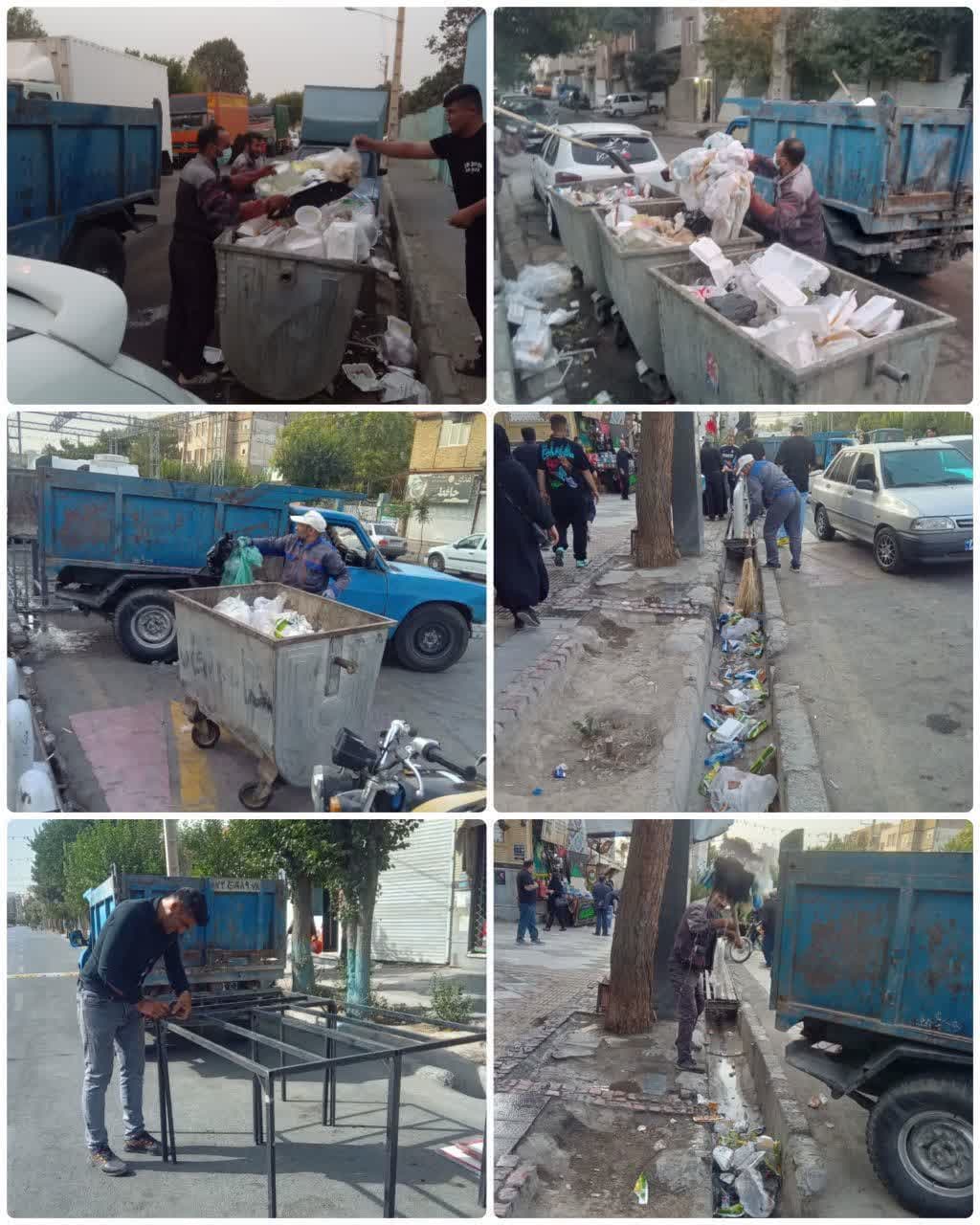 تلاش شبانه‌روزی خدمات شهری رباط کریم در ایام عزاداری امام حسین(ع)