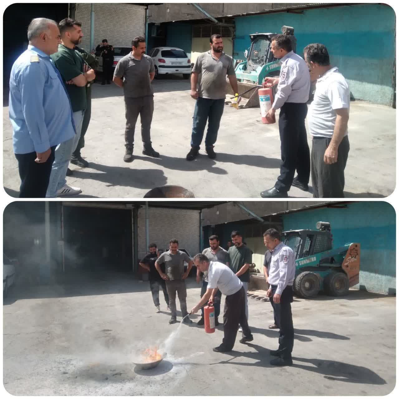 ✅ برگزاری کارگاه آموزش ایمنی و نحوه استفاده از خاموش‌کننده‌های دستی برای کارکنان واحد خدمات موتوری شهرداری صالحیه