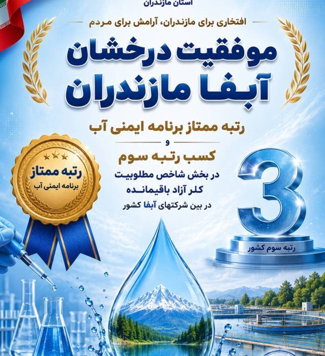 آبفا مازندران موفق به کسب عنوان ممتاز برنامه ایمنی آب شد